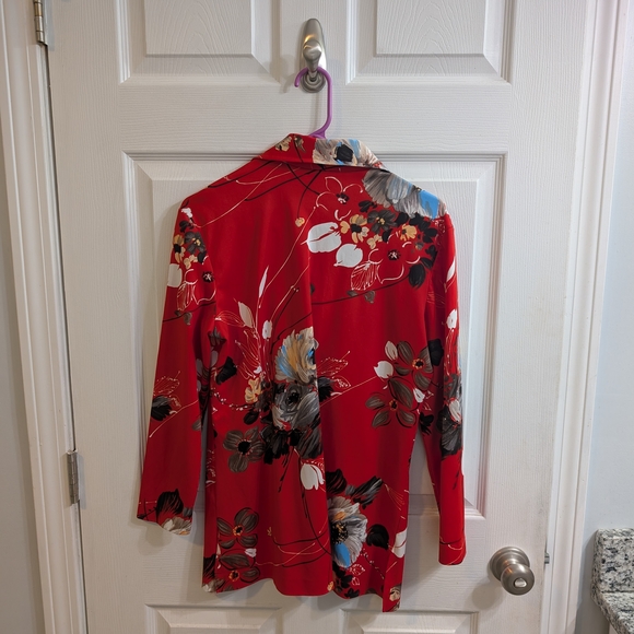 Vintage Mardi Modes Floral Rose 1/4 Button Collared Blouse - Size M - Picture 2 of 4